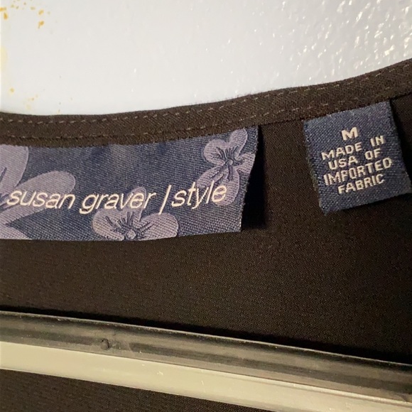 Susan Graver Black Liquid Knit Drape Neck Top women’s size M - Picture 2 of 6